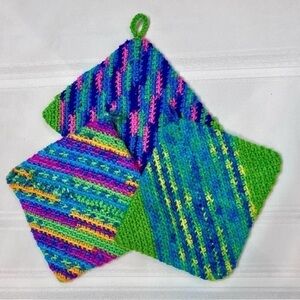 Hand Crafted Crochet Hot Pad Pot Holders‎ Set of 3 NEW